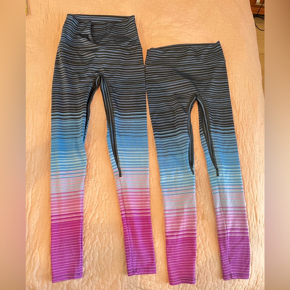 K-DEER Girls Ombre Striped Leggings in Blue, Purple, Pink